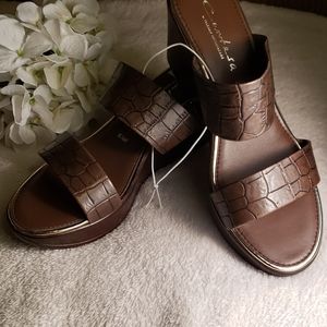 Brown Croco Contesa Wedges made in italy